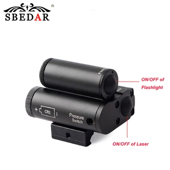 SBEDAR Tactice Rosu/Verde Laser+LED Lanterna Combo pentru Vanatoare, Airsoft Pistol 20mm Picatinny Feroviar de Montare
