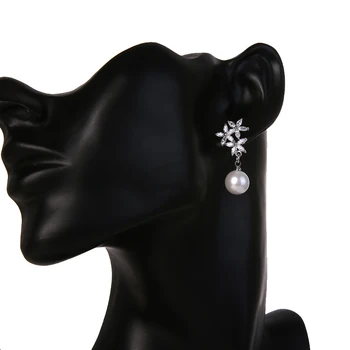 Emmaya Brand Elegant Cubic Zircon Cercei Stud Floare Simulate Perla Cercei Pentru Femeile de Mireasa Nunta Petrecere Bijuterii