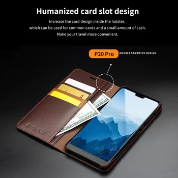 QIALINO Stil Business Card Slot Phone Cover pentru Huawei Ascend P20 Lux din Piele Portofel Caz Flip pentru Huawei P20 Pro