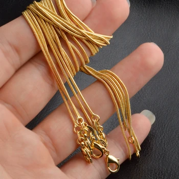 YANHUI de Moda de Culoare de Aur 18KRGP 1mm Șarpe Lanț Colier pentru Femei Accesorii Bijuterii Cu 18KRGP Timbru Cravată Colier 40cm-75cm