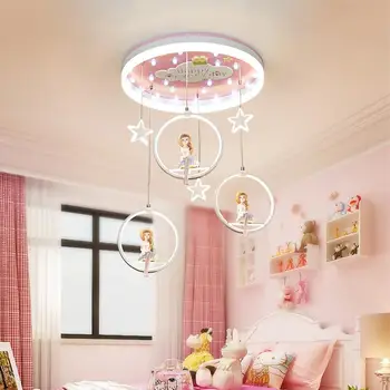 Camera copiilor candelabru băiat fată Prințesă dormitor lampa Nordic desene animate moderne, simple de protecție a ochilor roz de iluminat
