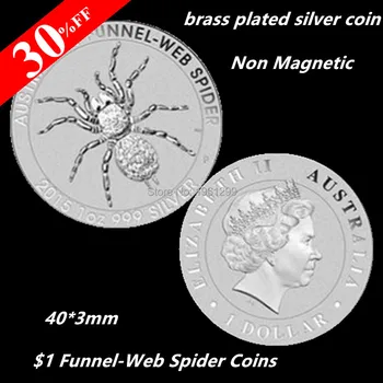 Mult de 5 - Non Magnetice de monede !-P Australia 1 Troy Oz .999 de Alama Placat cu Argint $1 Pâlnie de Păianjen monedă transport Gratuit