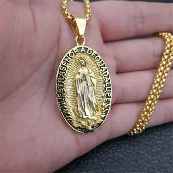 Christian Fecioara Maria Coliere Pandantive Pentru Femei de Aur de Culoare Lanț de Oțel Inoxidabil Religioase Bijuterii Madonna XL1312