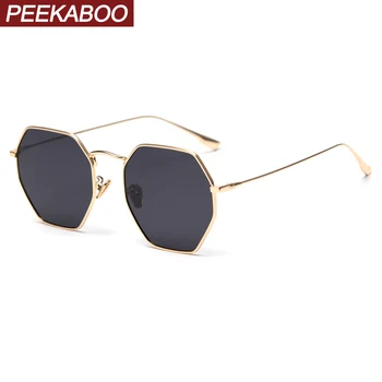 Peekaboo retro ochelari de soare polarizat femei de metal de aur poligon 2020 înaltă calitate octogonal de sex masculin ochelari de soare pentru barbati cadouri uv400