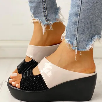 Karinluna Noi En-Gros De Pene De Pantofi Cu Toc Platforma Casual De Vara Confortabil Alunecare Pe Catâri Papuci De Femei Pantofi Pentru Femeie Sandale