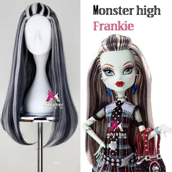 Noi De Halloween Monster High Frankie Stein Peruca Cosplay Frankie Stein Se Amestecă Culorile De Fire De Par Peruca Costume + Peruca Pălărie
