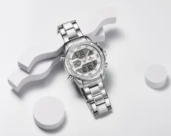 NAVIFORCE Barbati Ceas Dress Chronograph Mens Ceasuri de Brand de Top din Oțel Inoxidabil Impermeabil Cuarț Relogio Masculino Alb-Argintiu