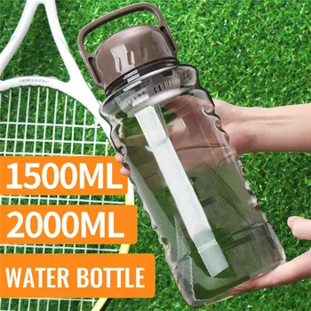 Sticla de apă Cu Paie de Gimnastică Bea BPA-Free Sport de Mare capacitate 2000ML Ceainic Pentru Drumeții de Călătorie cu Bicicleta
