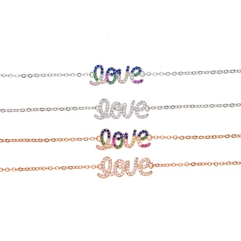 Noi AAA+ CZ de piatră Scrisoare de Dragoste Femeile Iubesc farmecul Brățară de Link-ul Lanț CZ Bratara pentru femei de Moda colorat Alfabetul de Bijuterii