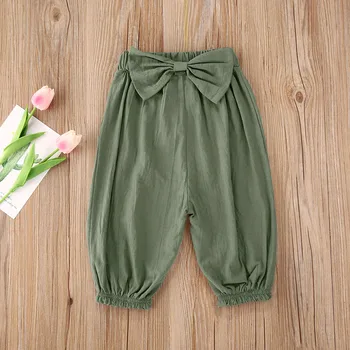 Pentru sugari, Copii, Fete, Moda Vrac pantaloni Harem Copii Drăguț Arc Solid de Culoare Largi Boemia Stil de Pantaloni 1-6 ani