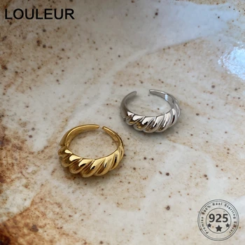 LouLeur Real Argint 925 Inel Twist franceză Stil Minimalist Aur Inele Largi pentru Femei de Moda de Lux Bijuterii Fine Cadouri