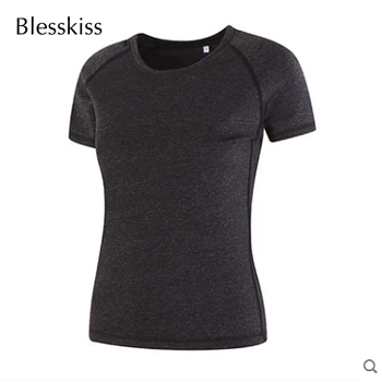Blesskiss Plus Dimensiune Cămașă Sport Pentru Femei De Vara Spandex Elastic Execută Antrenament Yoga Top Tricou Îmbrăcăminte De Fitness Yoga Tricou