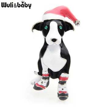 Wuli&copilul Uzura Smaltului Cap de Câine Crăciun Broșe Pentru Femei Labrador Animal Petrecere de Anul Nou Casual Ace de Brosa, Cadouri de