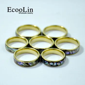 10buc EcooLin Brand de Moda Naturale Scoici Abalone Shell Inele de Oțel Inoxidabil Pentru Femei Bijuterii o Mulțime Vrac LR4028