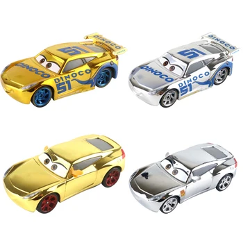 Disney Pixar Cars 3 Aur, Argint Lighting McQueen 51 Ramire 1:55 turnat sub presiune din Aliaj de Metal Model de Masina Jucării Christms Cadouri pentru Copii