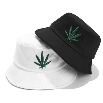 Bărbați Femei Iarba Frunze De Arțar Găleată Pălărie Hip Hop Pescar Pălării Panama Broderie De Bumbac În Aer Liber De Vară Casual Sex Feminin Găleată Cu Capac