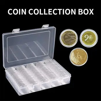 100buc/Cutie Monede Cutie de Depozitare Clar 25/30mm Rotund Suport Cutie de Depozitare din Plastic, Capsule de Afișare Cazuri Organizator Colecție de Cadouri