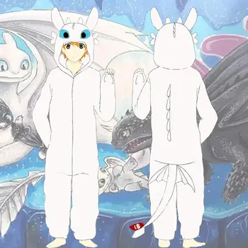 Anime Cum Sa Iti Dresezi Dragonul Costume Cosplay Toothless Lumina Fury Femei Bărbați Salopete De Bumbac Cald Iarna Halat De Baie Pijamale Noi