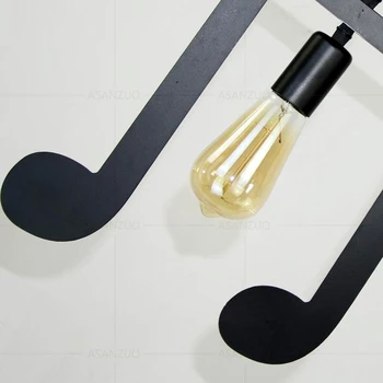AC85-265V Muzica Simbol Lumini Pandantiv E27 Creative Negru Pandantiv cu Led-uri Lampă de Bar, dormitor bookroom Pandantiv de Iluminat Felinar