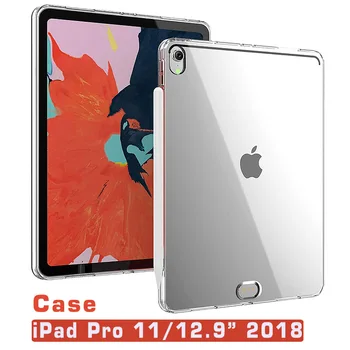 Cazul Funda Coque Pentru iPad Pro 12.9 2018 Transparent Slim Cover Pentru Apple iPad Pro 11 inch 2018 Capa TPU moale Caz capacul + sticla
