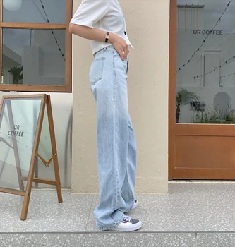 Suitlionbutf 2020 Toamna Coreean Gradient De Drept Lung Blugi Femei Cu Talie Înaltă Prietenul Pantaloni Din Denim Spodnie Damskie EGirl Blugi