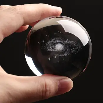 6CM Gravate cu Laser Lactee, Univers Crystal Ball 3D Planete în Miniatură Model de Sferă, Glob de Sticlă Ornament Decor Acasă Cadou