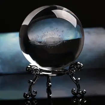 6CM Gravate cu Laser Lactee, Univers Crystal Ball 3D Planete în Miniatură Model de Sferă, Glob de Sticlă Ornament Decor Acasă Cadou