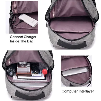 Oamenii Anti-furt Panza Rucsac Laptop USB de Încărcare Rucsaci Om Baieti Elevi ghiozdane Cu Cască Gaura mochila XA18WC-O