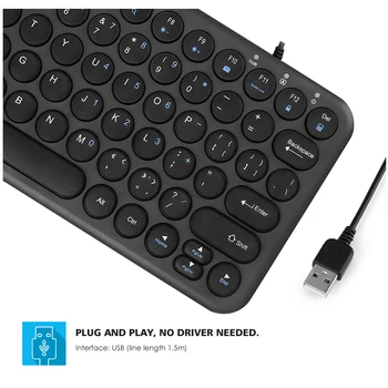 B. O. W Tastatură Mică de Lumină Portabile 78 Taste Ultra-Slim cu Fir Port USB Plug-and-Play pentru PC si Laptop Mac