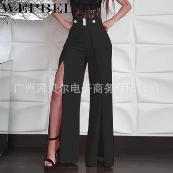 WEPBEL Mult Flare Pantaloni Femei coreene Streetwear-Sexy Talie Mare Split Pantaloni Doamna Casual Split Bell Jos Pantalonii