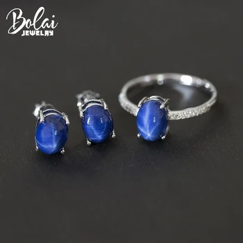 Bolai star safir seturi de bijuterii argint 925 oval creat albastru pietre semipretioase cercei stud inel pentru femei cadouri stil simplu