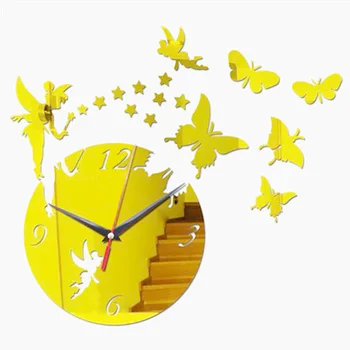 Ceas de perete cu Design Modern Ceasuri Pentru Decor Acasă Acril Oglindă Ceasuri Fluture Elfi Acasă Decorare Camera de zi HG0224