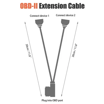 1ft 30cm OBD2 16 Pini Unghi Drept Splitter Cablu Y Mascul la 2 Femele Y Splitter Cablu de Extensie