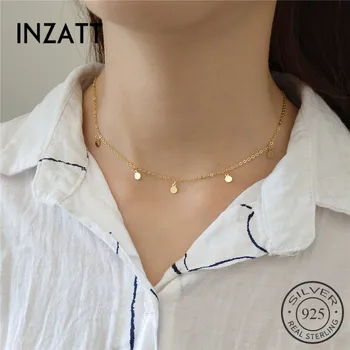 INZATT Real Argint 925 Minimalist Geometrice Luminoase Disc Cravată Colier Pentru Femei de Moda Boho Bijuterii Boemia Cadou