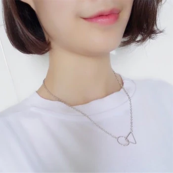 Coreeană Simplu Geometria Triunghiului Argint 925 Temperament, Personalitate de Moda de sex Feminin de Bijuterii Colier SNE020