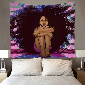 Afro Fete Femei Afro-Americane De Artă, Tapiserii Hippie Art Agățat De Perete