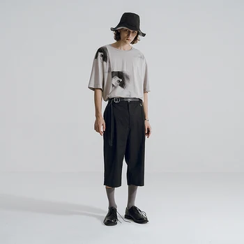 [HUANXIANGZHE] Designer de Brand 2020 Moda de Vara Gri Imprimate T-shirt Casual Mâneci Scurte Topuri de Bumbac de sex Masculin tricou pentru bărbați