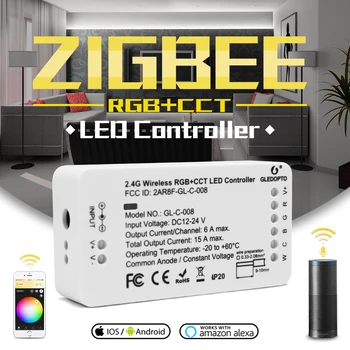 GLEDOPTO ZIGBEE controller zll lumina link-ul RGB+CCT benzi cu led-uri controler dc12-24v aplicație de control de muncă cu Amazon alexa