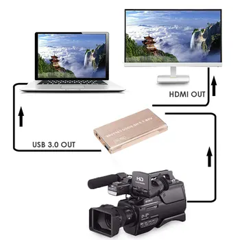 4K, 2K HDMI la USB3.0 Card de Captura Video W/HDMI Loopout Compatibile cu PS4, Nintendo Comutator, Xbox One, etc. pentru Jocul de Radiodifuziune