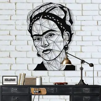 Perete De Metal Art - Geometrice Frida Kahlo Design - Metal Decor De Perete, De Birou Acasă Living Decoratiuni Interioare, Frida Linie De Artă