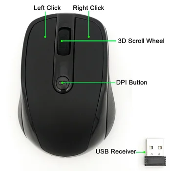 USB Mouse Wireless Gaming Mouse 2000DPI Reglabil Receptor Optic Mouse de Calculator 2.4 GHz Șoareci Ergonomice Pentru Laptop PC Mouse-ul