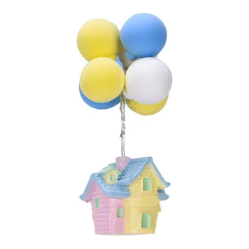 1bucată Rășină Material de Masă Decorative Acoperiș Albastru Și Roz Acoperiș de Zbor Micro Peisaj Decor Cu Un Balon de Fum