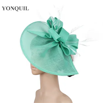 Verde smarald Moda cursa de păr palarioare pentru nunta pălărie femei elegante de petrecere nunta pălării cu pene de păr accesorii XMF247