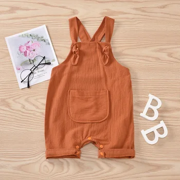 Copil copil fată băiat solid bumbac salopetă de vară de pe umăr salopete nou-născut îmbrăcăminte sunsuits haine de copil 0-18M