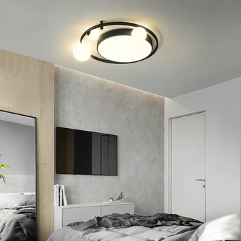 Modern, Simplu, LED Lumina Plafon Pentru luat Masa, Living Bucatarie Dormitor Deco Lampă de Panou de Sticlă Creative Balonul Rotund Negru Corpuri