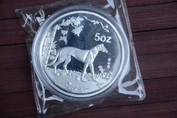 Rare 999 Shanghai Menta 5oz Silver Coin,câine,transport gratuit