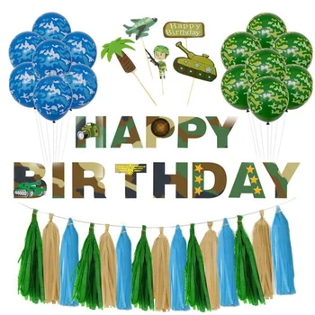 Camuflaj Tema Decor Militar Armata Verde Latex, Baloane Copii Happy Birthday Party Consumabile În Aer Liber, Instrumente De Predare