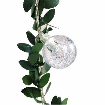 Frunză verde coroană de flori cu transparent cu balonul rotund de lumină led șir de decorare 3 metru 20 de led-uri,consumabile partid,acasă decorare camera
