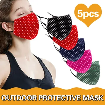 5pc Dot Print Lavabil Praf Măști de Față Adult în aer liber, Gura Masca Ceata Dovada de Protecție Masca Faciala Reutilizabile Reglabil Masque
