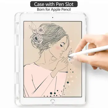 IPad 2 3 4 de Caz Cu Pix Slot Floare Trandafir Transparent Capac Moale iPad Pro a 5-a a 6-a Generație 9.7 10.2 11 12,5 la Mini 1 2 3 4 5